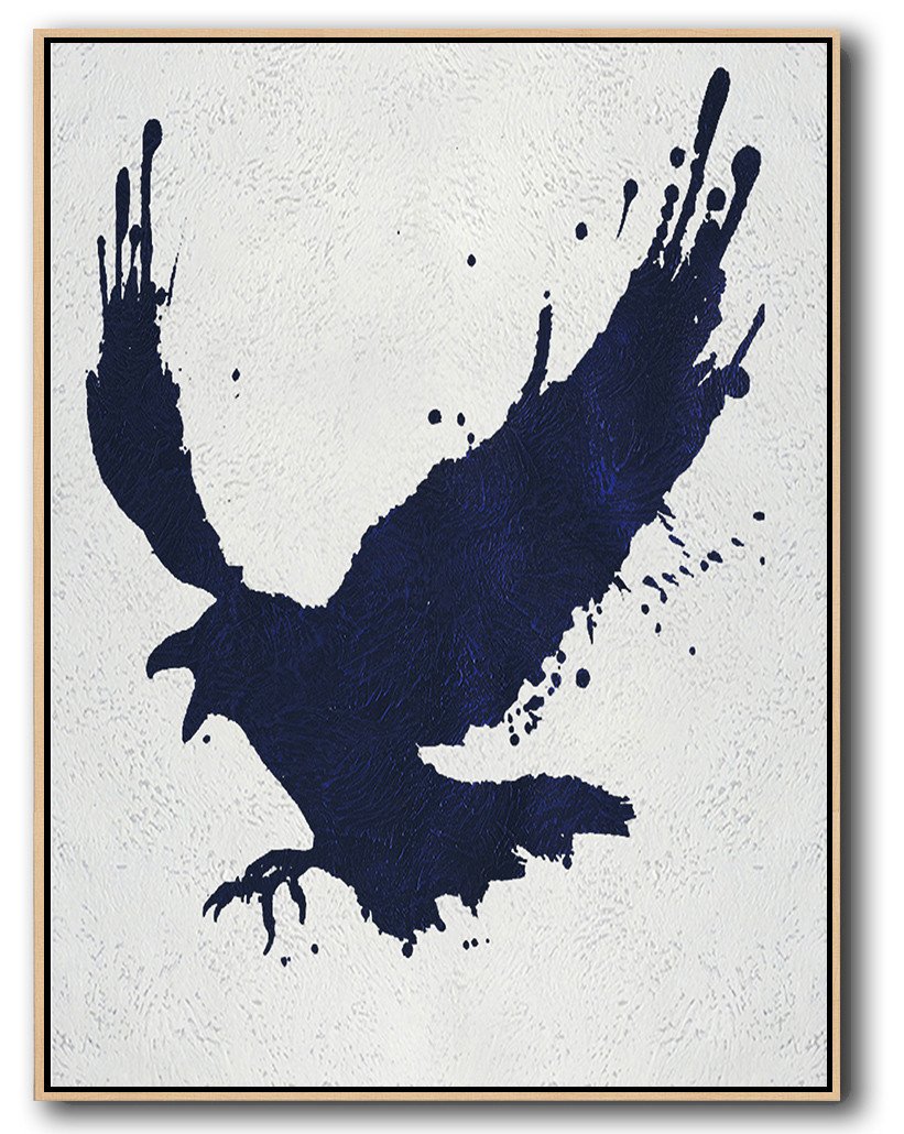 Buy Hand Painted Navy Blue Abstract Painting Online - Modern Abstract Acrylic Painting Huge